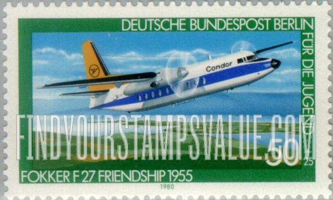 FindYourStampsValue: OCCUPATION SEMI-POSTAL - Aviation Type of 1979: Fokker 27 Friendship, 1955