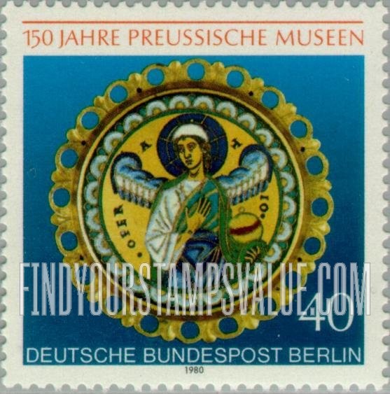 FindYourStampsValue: BERLIN - Prussian Museum, Berlin, 150th Anniversary: Angel, enamel medallion, 12th centennial