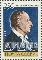 FindYourStampsValue: Russia: USSR - 250th Birth Anniversary of Denis Diderot, French Philosopher and Encyclopedist