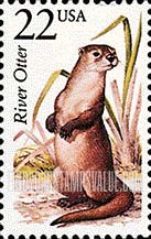 FindYourStampsValue: RIVER OTTER - North American Wildlife