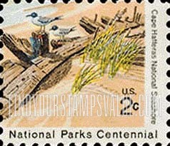 FindYourStampsValue: CAPE HATTERAS NATIONAL SEASHORE - Laughing Gulls and Dune