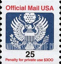 FindYourStampsValue: OFFICIAL MAIL - Great Seal, 25c, Coil Stamp