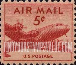 FindYourStampsValue: DC-4 SKYMASTER - 5c