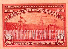 FindYourStampsValue: HUDSON-FULTON CELEBRATION - "Half Moon" and Steamship