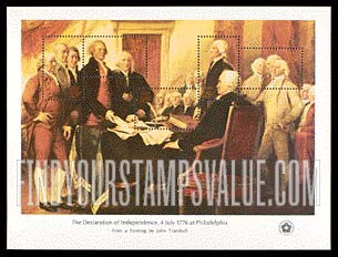 FindYourStampsValue: AMERICAN BICENTENNIAL, Souvenir sheet of 5 stamps