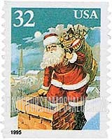 FindYourStampsValue: CHRISTMAS - Santa Claus Entering Chimney, Self-Adhesive Coil Stamp