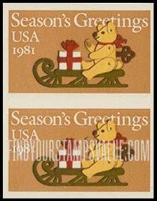 FindYourStampsValue: CHRISTMAS - Bear on sleigh