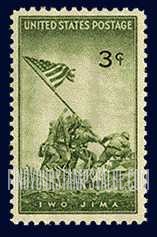 FindYourStampsValue: IWO JIMA (MARINES) - Marines raising the Flag on Mt.Suribachi
