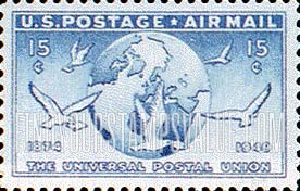 FindYourStampsValue: 75th ANNIVERSARY OF THE UNIVERSAL POSTAL UNION - Glove and Doves carrying Messages