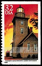 FindYourStampsValue: GREAT LAKES LIGHTHOUSES - Thirty Mile Point, Lake Ontario, Booklet stamp