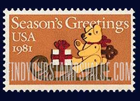 FindYourStampsValue: CHRISTMAS - Bear on sleigh