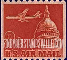 FindYourStampsValue: JET AIRLINER OVER CAPITOL, Coil Stamp