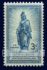 FindYourStampsValue: NATIONAL CAPITAL SESQUICENTENNIAL - Statue of Freedom on Capitol Dome