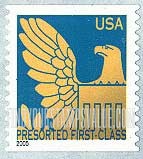 FindYourStampsValue: Eagle in Gold on Colored Background, Self-Adhesive Coil Stamp