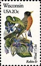 FindYourStampsValue: WISCONSIN - State Birds and Flowers