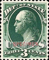 FindYourStampsValue: STATE - George Washington - Carmine Overprint "SPECIMEN"