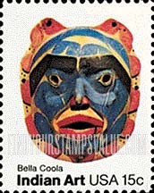 FindYourStampsValue: INDIAN MASKS, Bella Coola tribe - American Folk Art