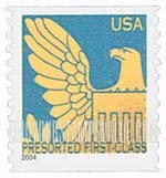 FindYourStampsValue: Eagle in Gold on Colored Background, Coil stamp