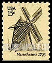 FindYourStampsValue: WINDMILLS - Cape Cod Windmill, Eastham, booklet stamp
