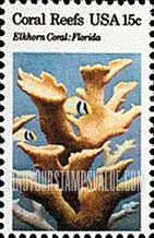 FindYourStampsValue: CORAL REEFS - Elkhorn coral, Porkfish