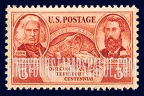 FindYourStampsValue: OREGON TERRITORY CENTENNIAL - John McLoughlin, Jason Lee and Wagon on Oregon Trail