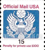 FindYourStampsValue: OFFICIAL MAIL - Great Seal, 15c, Coil Stamp