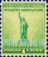 FindYourStampsValue: NATIONAL DEFENSE - Statue of Liberty