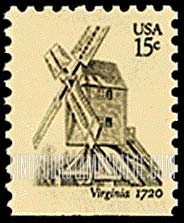 FindYourStampsValue: WINDMILLS - Robertson Windmill, Williamsburg, booklet stamp