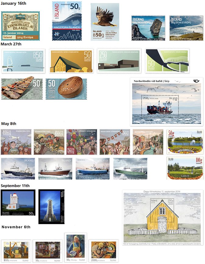 Stamp Issuing Plan for Iceland 2014