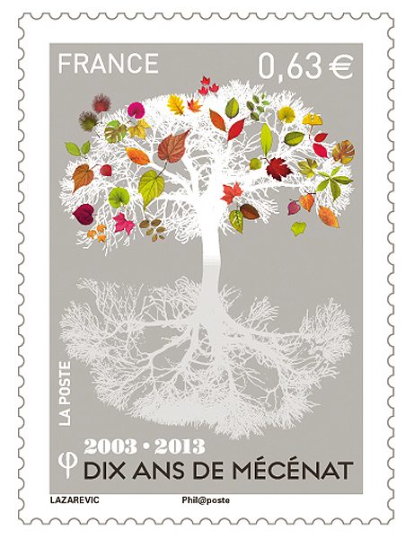 10 Years of Patronage, 2003-2013 stamp from France