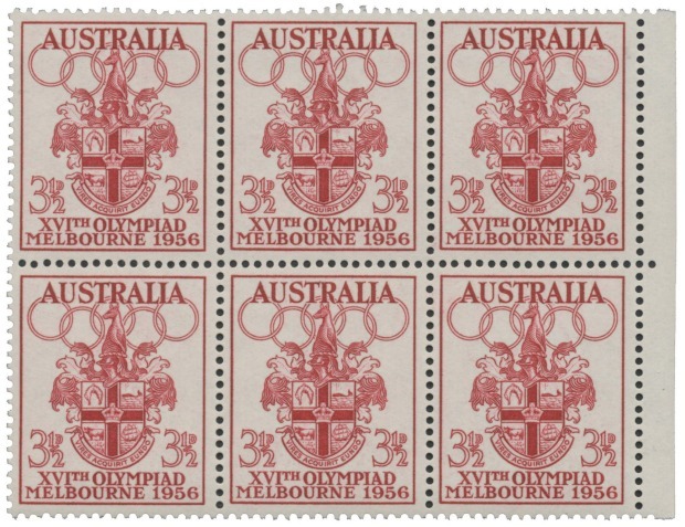 Unused block of six 1956 Melbourne Olympic stamps are to fetch US$25,000. Latest auction news to your attention