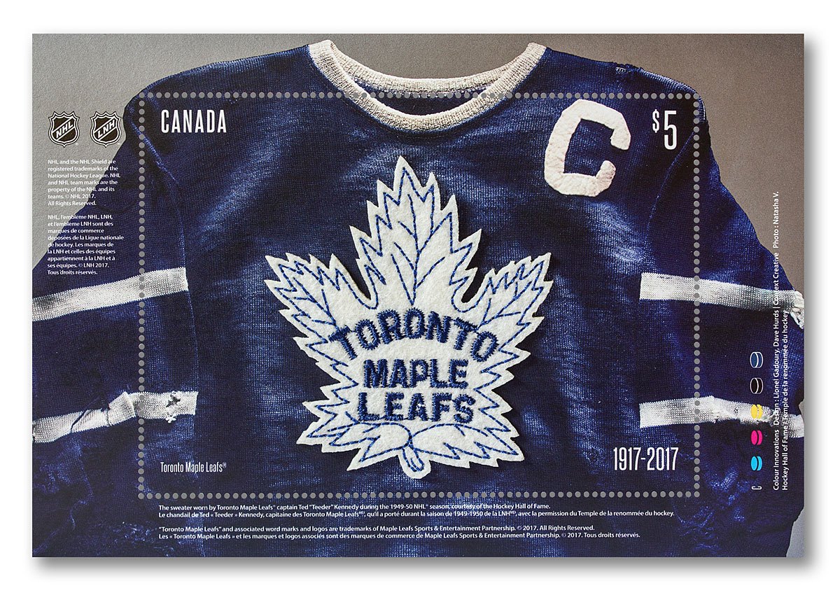 Canada Post celebrates Maple Leafs’ legacy. A fabric souvenir sheet along with special stamps issued by Canada Post
