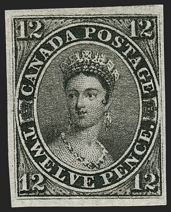 1851 12p Black on laid paper stamp auctioned by Siegel! A famous Canadian rarity fetched $135,000