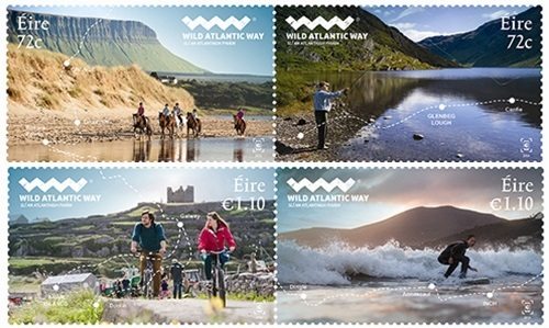 So fascinating and breath-taking Wild Atlantic Way. An Post produced colourful quartet of stamps to celebrate this landmark