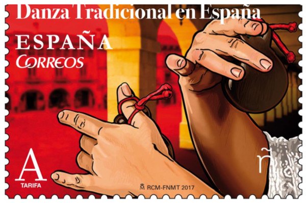 So hot and rhythmic traditional Spanish dances. A premium souvenir sheet with a special stamp released by Correos
