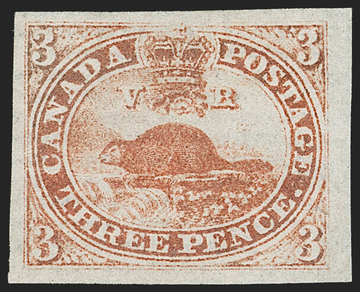 Canada 1851 Beaver 3p red on laid paper stamp auctioned by Siegel! A rare philatelic rarity fetched $23,000