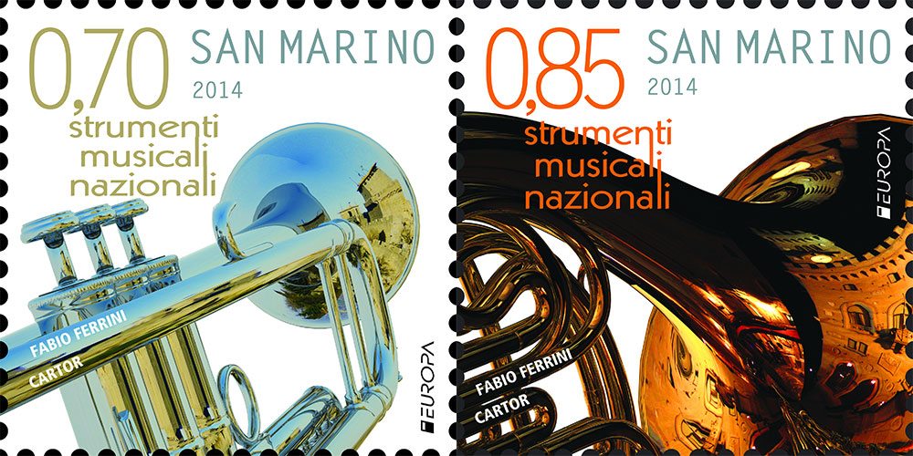 Europa 2014: National musical instruments stamps from San Marino