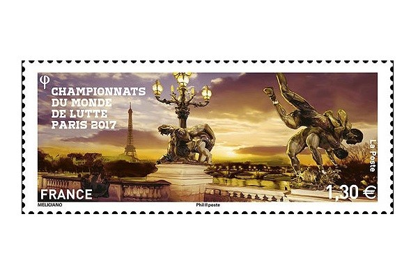 Celebrating World Wrestling Championships 2017. One specially designed stamp released by La Poste