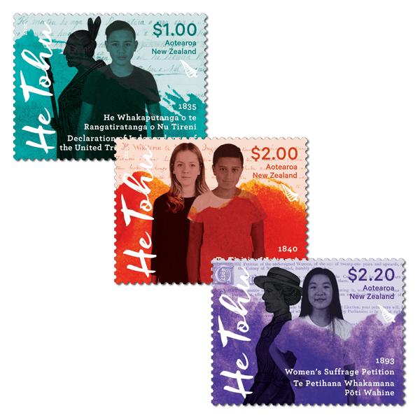 He Tohu: A Declaration, A Treaty, A Petition. A special exhibition marked with 3 stamps by New Zealand Post