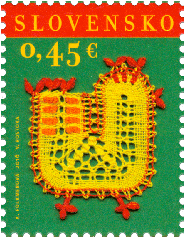 Bobbin lacemaking as the most popular Easter decoration in Slovakia! New bright festive stamp released by Slovakian Post
