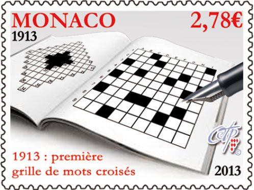 Centenary of the First Crossword Puzzle stamp from Monaco