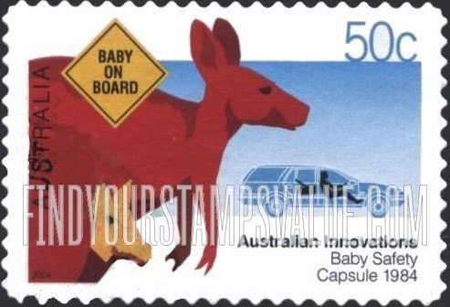 FindYourStampsValue: Australian Innovations: Baby safety capsule, 1984