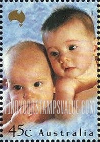 FindYourStampsValue: Faces of Australia: Nicholle and Meghan Triandis, baby twins