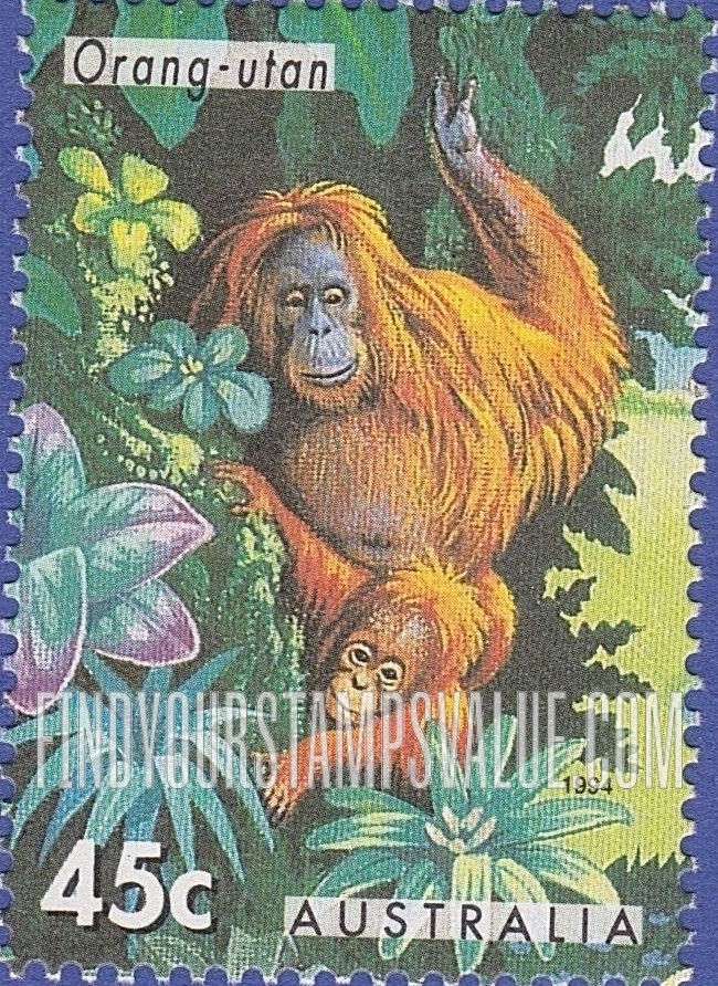 FindYourStampsValue: Australian Zoo Animals: Orangutan