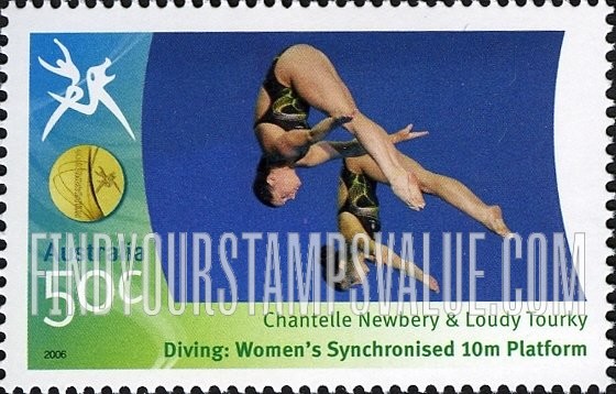 FindYourStampsValue: Medalists at Commonwealth Games: Chantelle Newbery & Loudy Tourky