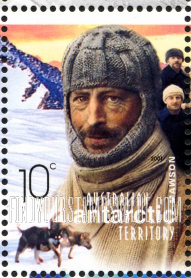 FindYourStampsValue: AUSTRALIAN ANTARCTIC TERRITORY - Australians in the Antarctic, Centenary: Sir Douglas Mawson, explorer
