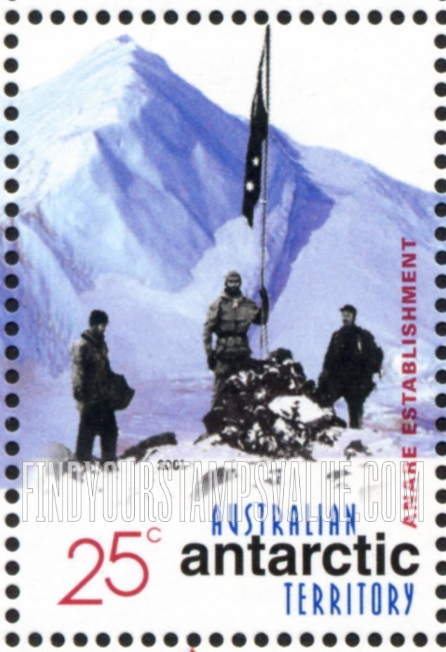 FindYourStampsValue: AUSTRALIAN ANTARCTIC TERRITORY - Australians in the Antarctic, Centenary: Establishment of ANARE (Australian National Antarctic Research Expeditions)