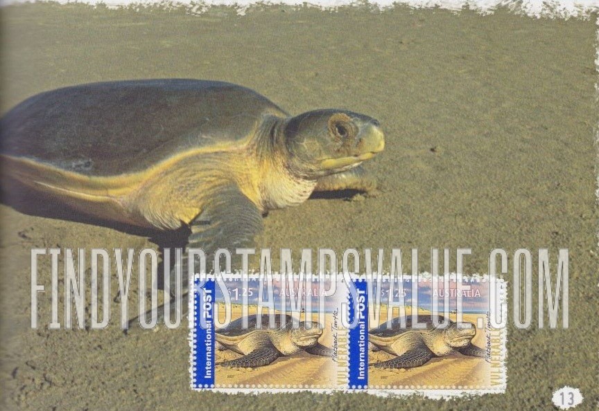 FindYourStampsValue: Endangered Animals: Flatback turtle, horizontal