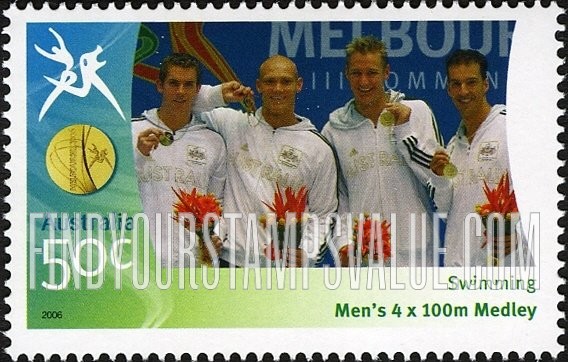 FindYourStampsValue: Medalists at Commonwealth Games: Men’s 4x100m medley swim team