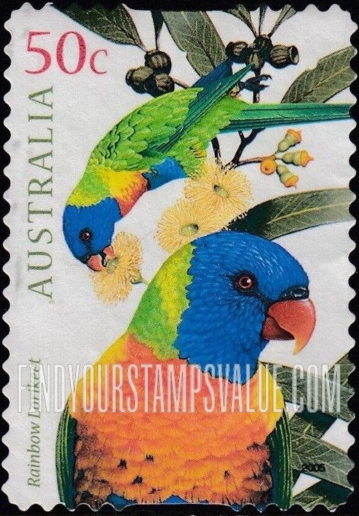 FindYourStampsValue: Parrots: Rainbow lorikeet